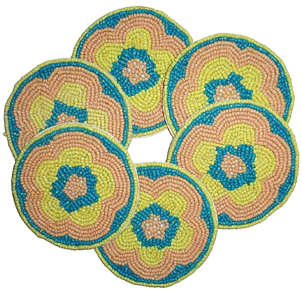 Decorative lovely Clear Beads Round Drink Coaster Set of 6 Hand Beaded Coasters | eBay