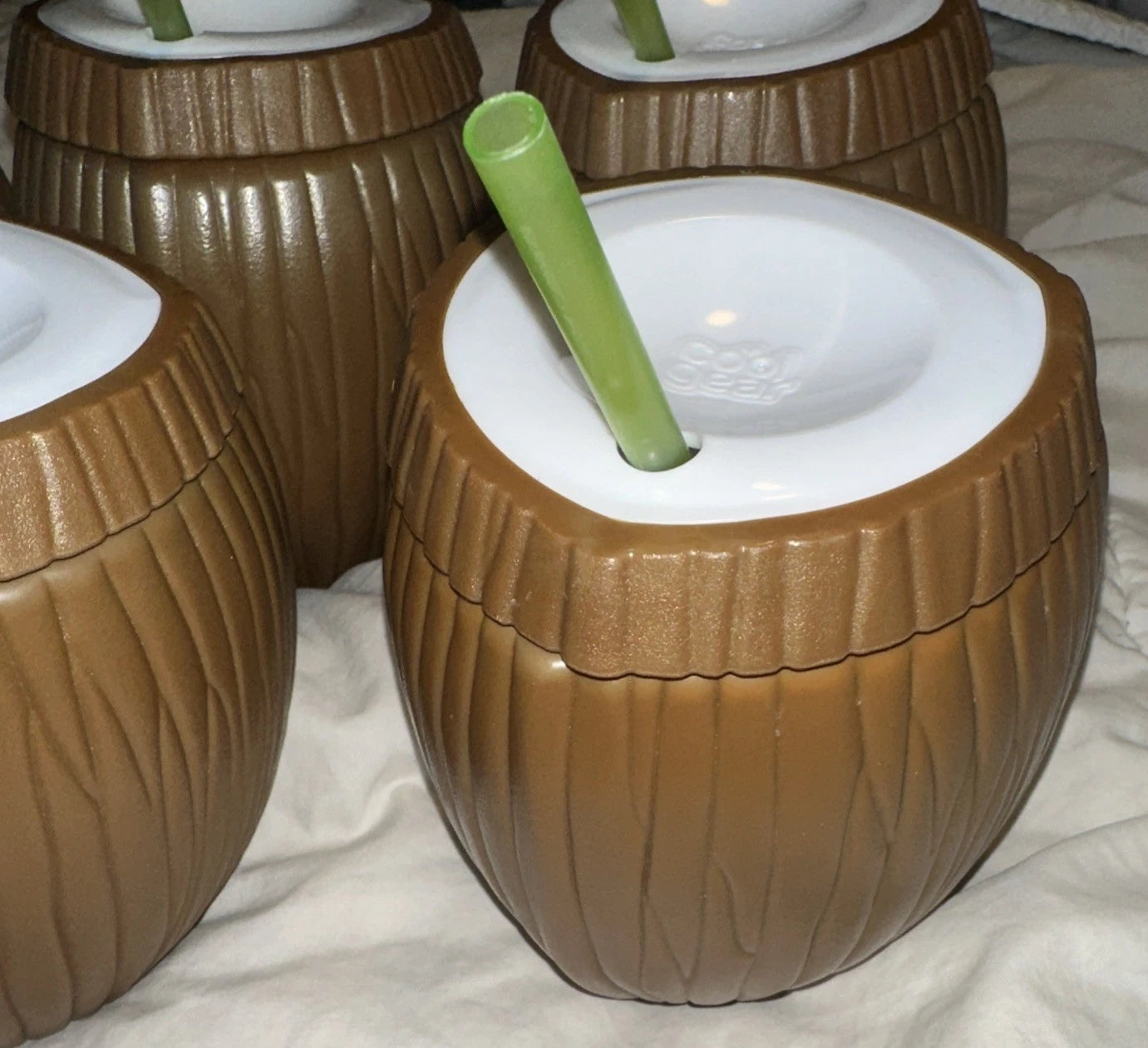 (5) Cool Gear 16oz Coconut Tiki Tumbler Lid & Straw Dual-Wall Insulated Luau | eBay