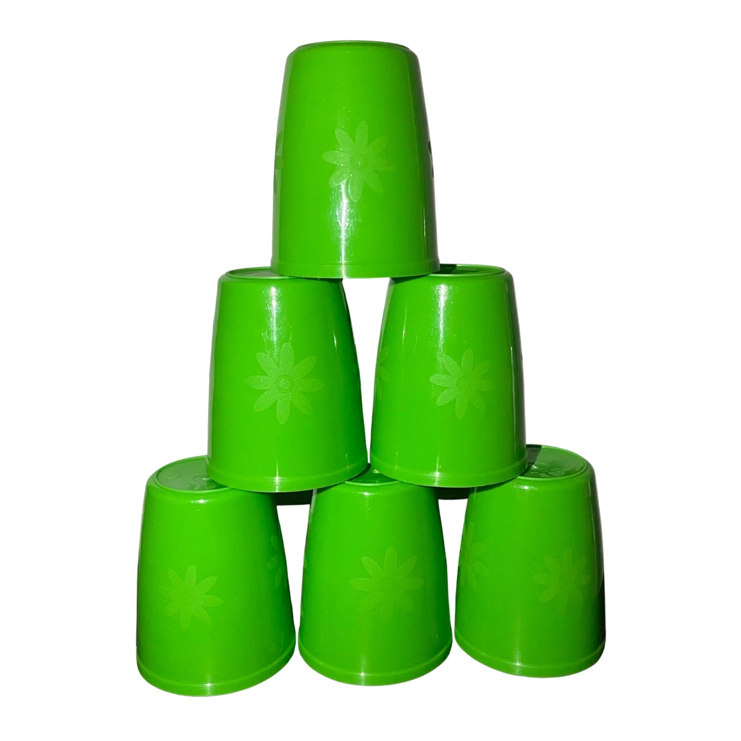 BPA Free 6 Green Plastic Cups Set Floral Embossed Design Stackable Reusable 8 oz | eBay
