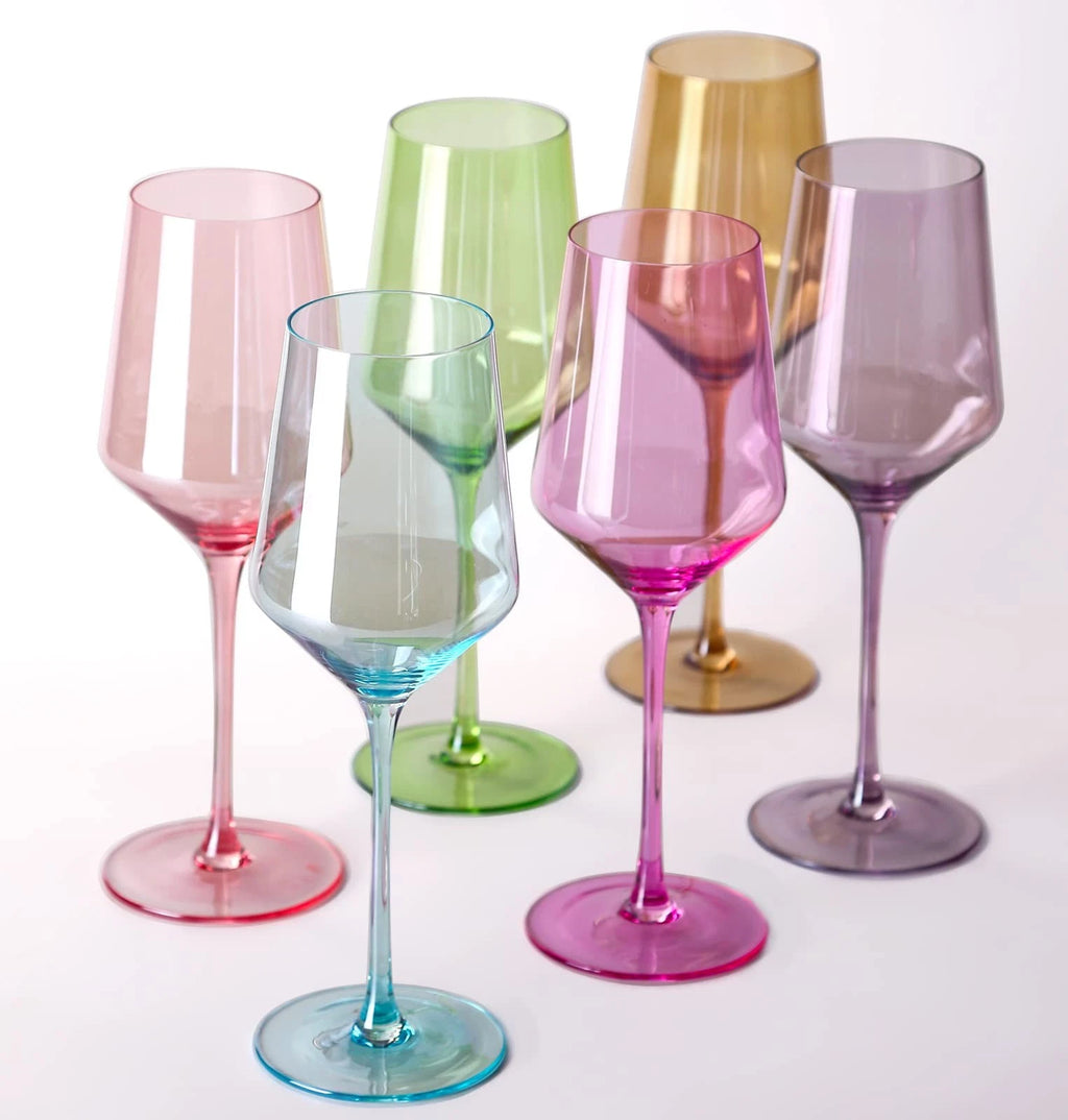 Colored Wine Glasses Set of 6 | 15 oz Hand Blown Crystal | Elegant Stemware | eBay