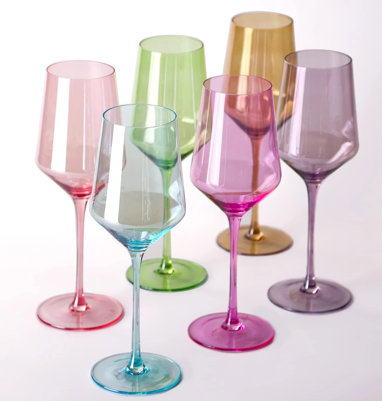 Colored Wine Glasses Set of 6 | 15 oz Hand Blown Crystal | Elegant Stemware | eBay