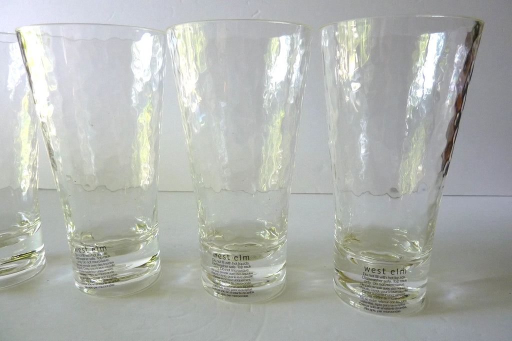 4 West Elm Acrylic Hammered Tumblers Highball Drinking Glassware Clear NWT | eBay