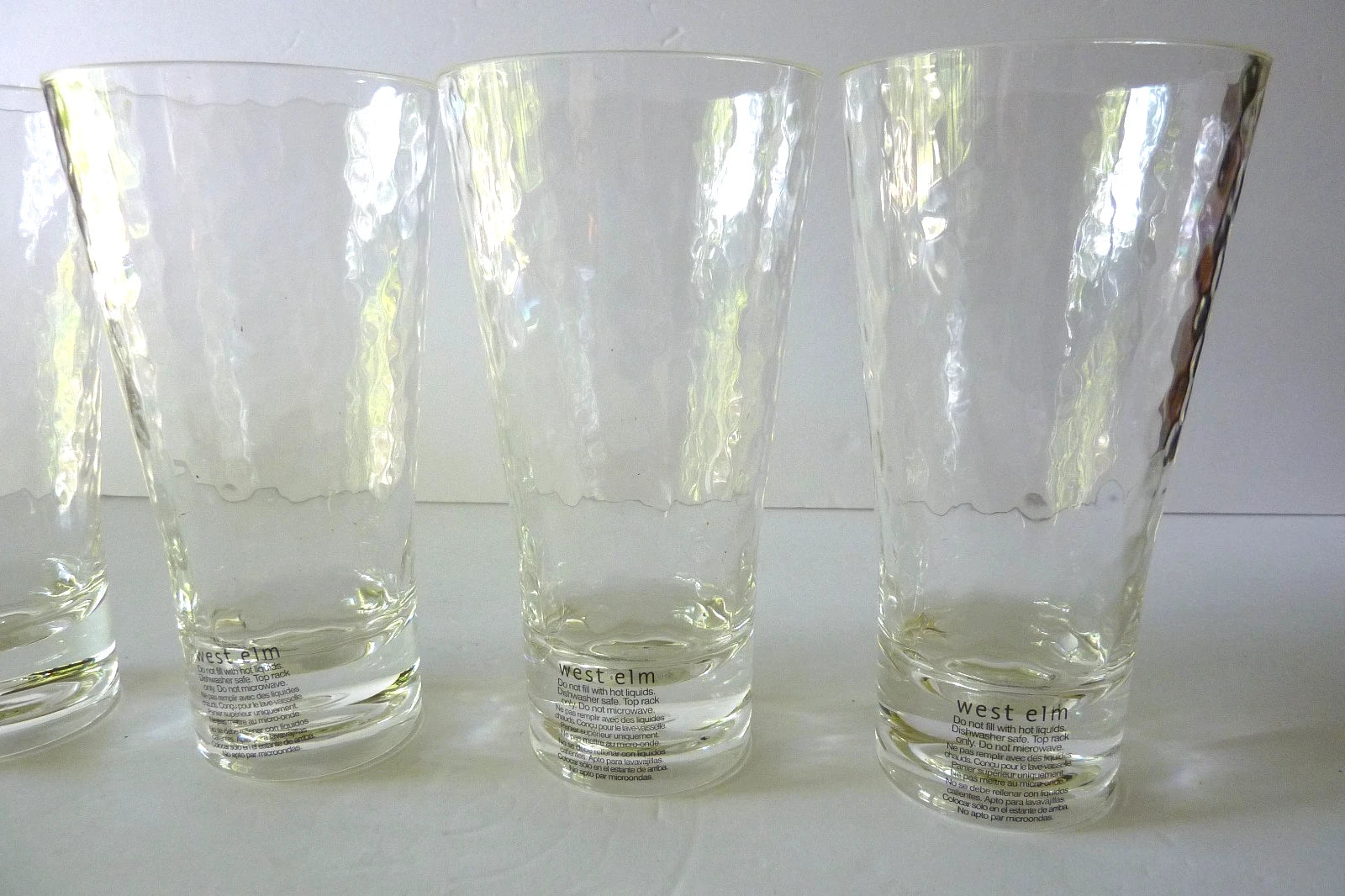 4 West Elm Acrylic Hammered Tumblers Highball Drinking Glassware Clear NWT | eBay