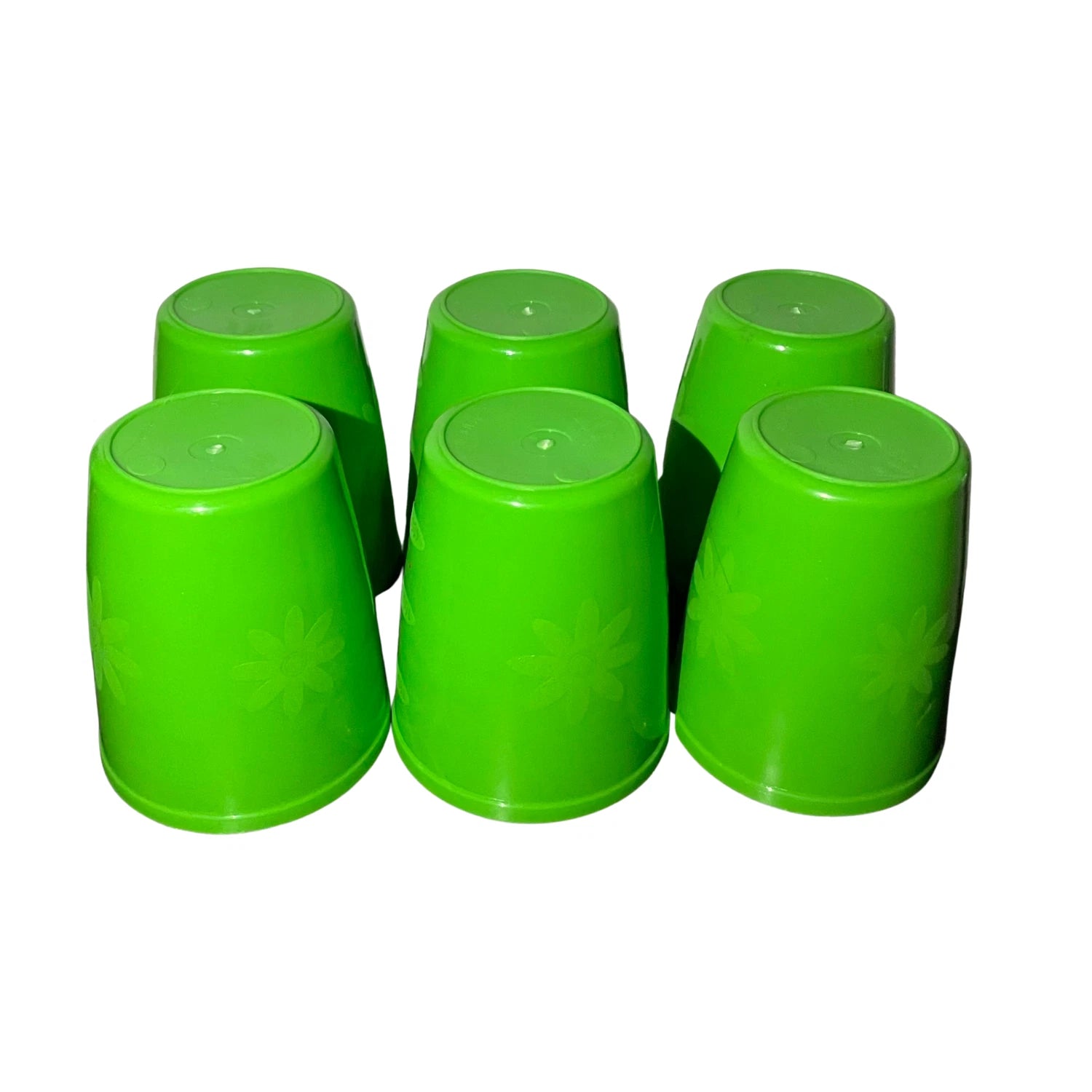 BPA Free 6 Green Plastic Cups Set Floral Embossed Design Stackable Reusable 8 oz | eBay