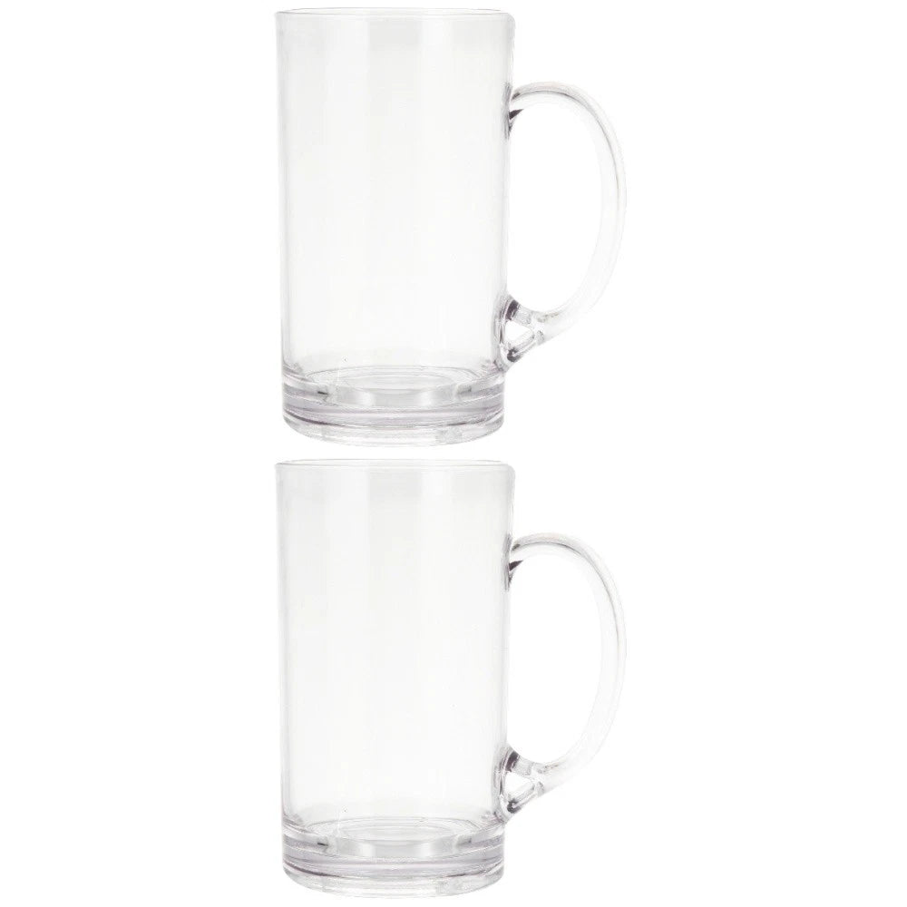 Set of 2 Transparent Beer Mug Glass Mugs Cup with Handle Drinking Clear | eBay