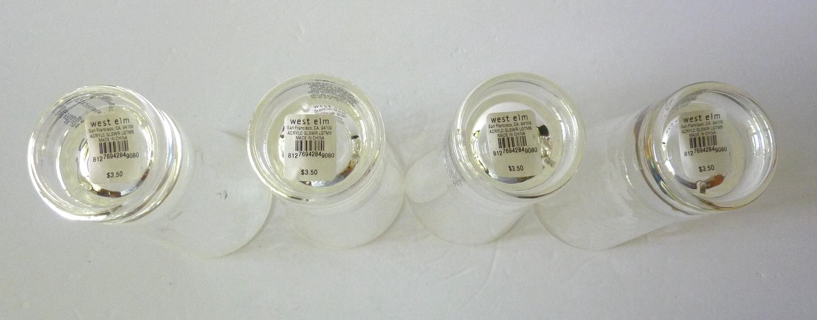 4 West Elm Acrylic Hammered Tumblers Highball Drinking Glassware Clear NWT | eBay