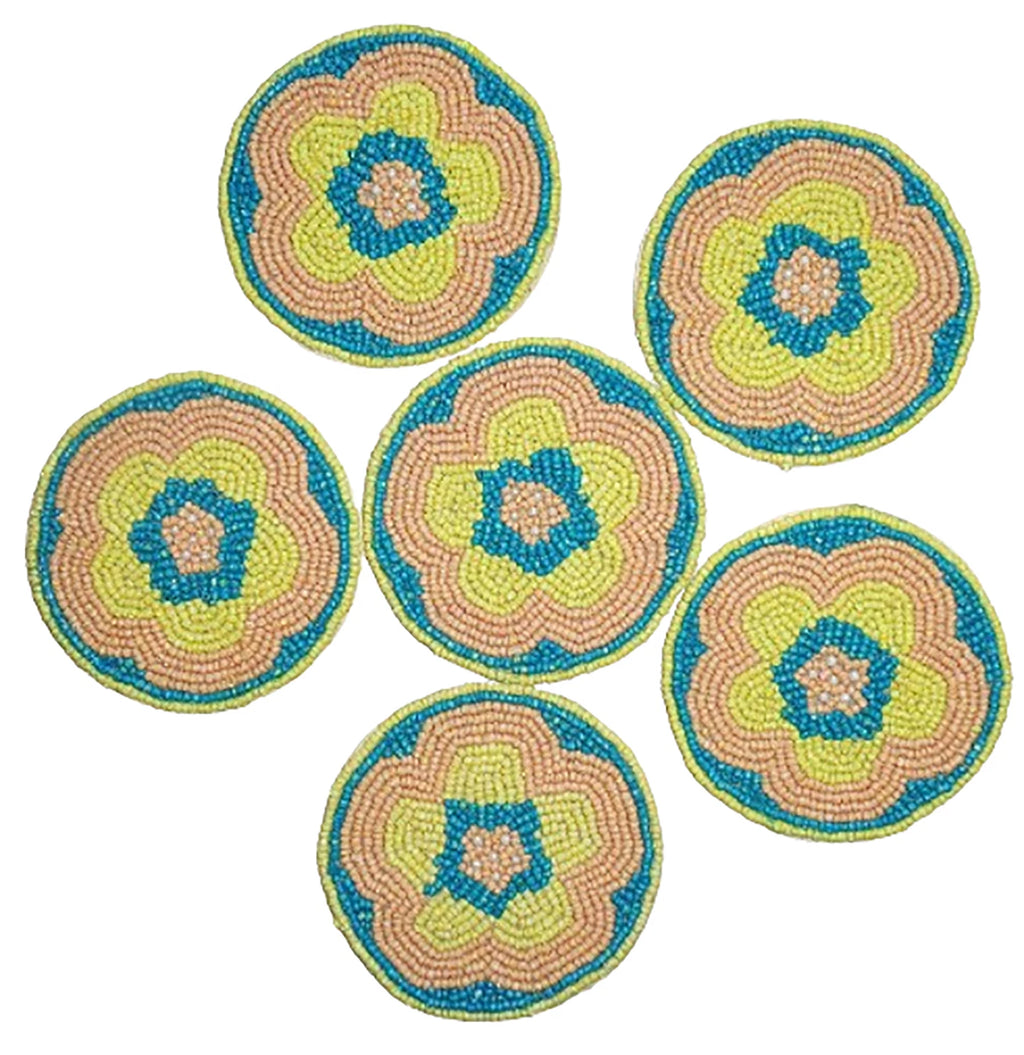 Decorative lovely Clear Beads Round Drink Coaster Set of 6 Hand Beaded Coasters | eBay