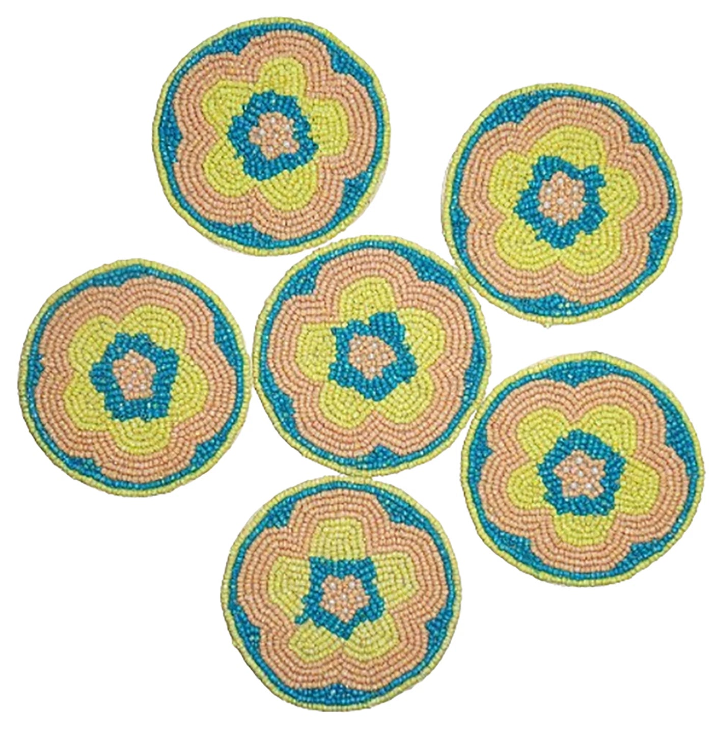 Decorative lovely Clear Beads Round Drink Coaster Set of 6 Hand Beaded Coasters | eBay