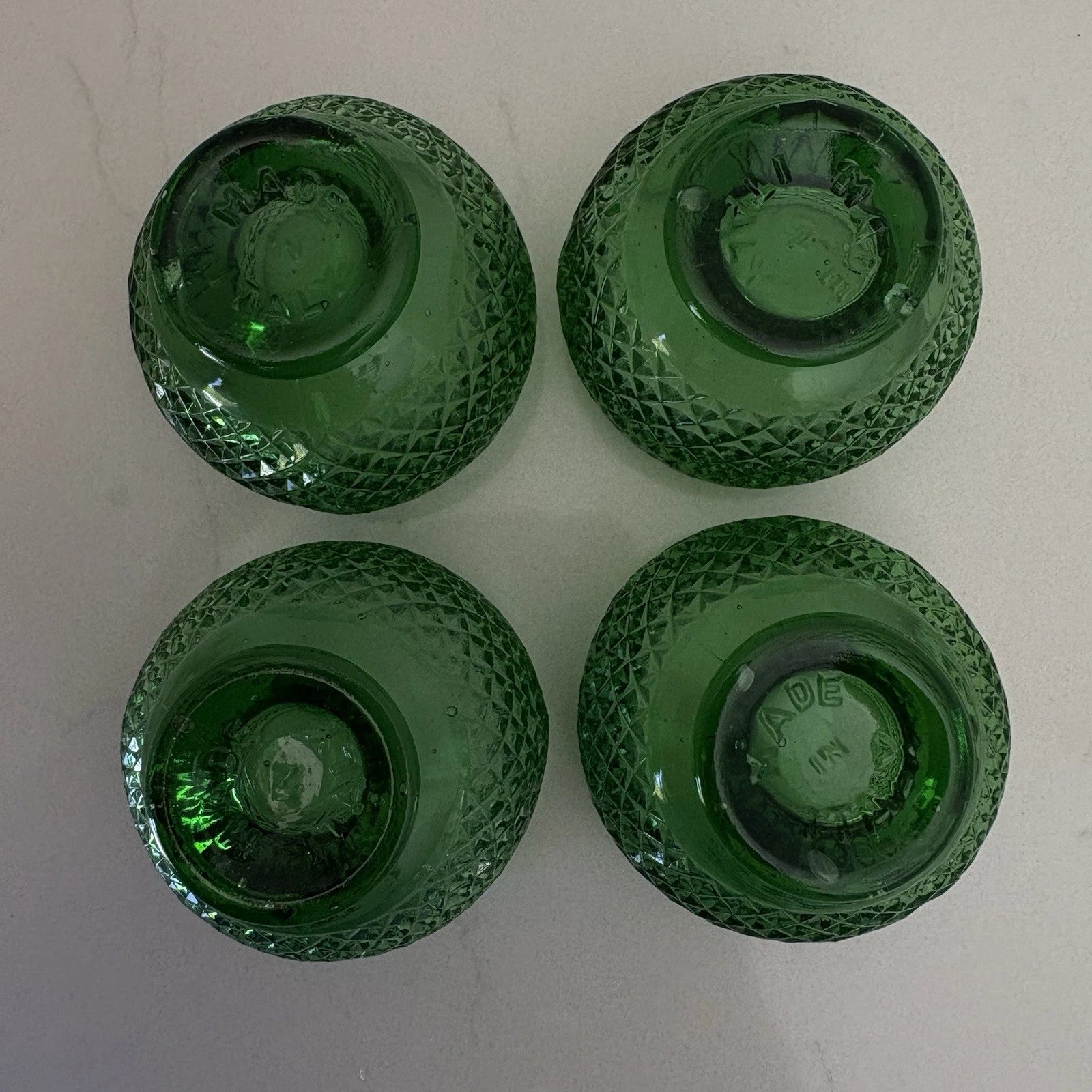 4 Vintage Empoli Diamond Point Glass Green Roly Poly Tumbler Italy Italian | eBay