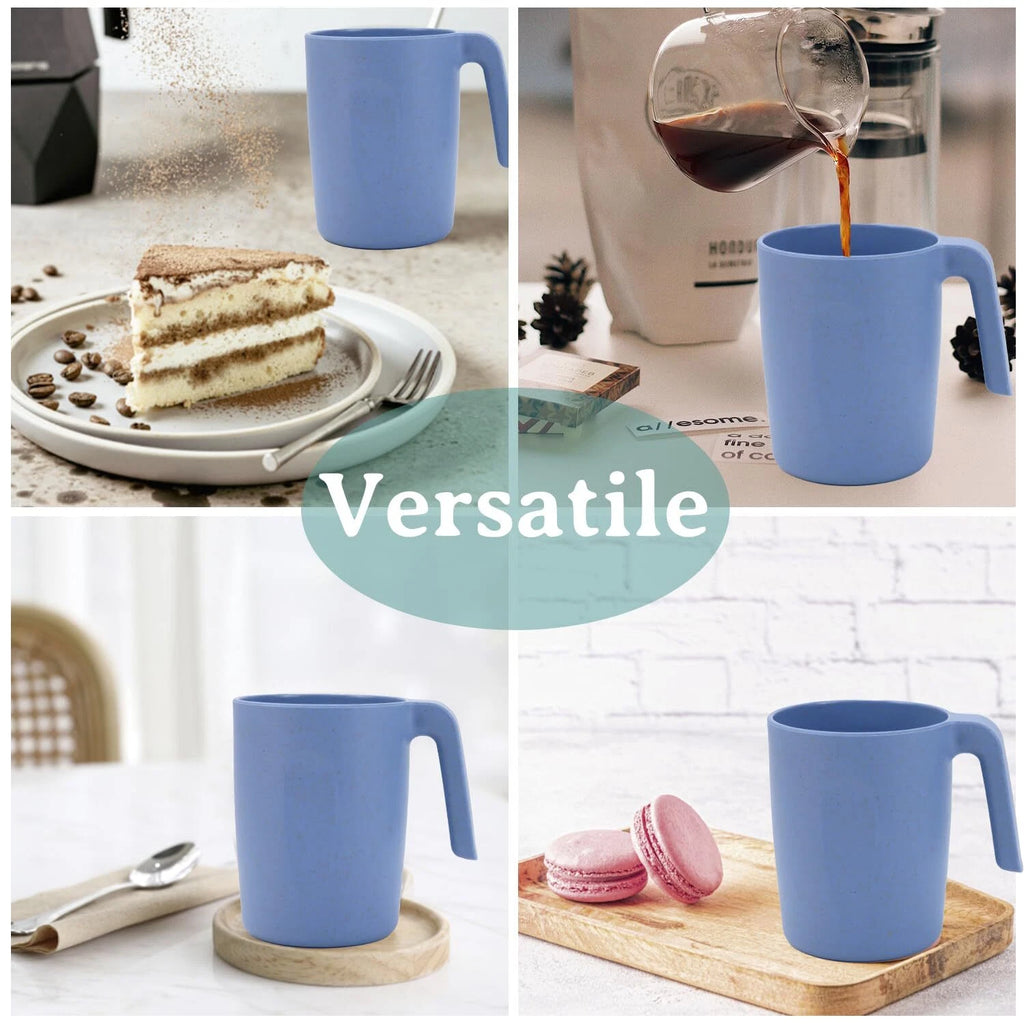 16oz Wheat Straw Cups With Handles Set Of 6plastic Cups Reusableunbreakable Kids | eBay