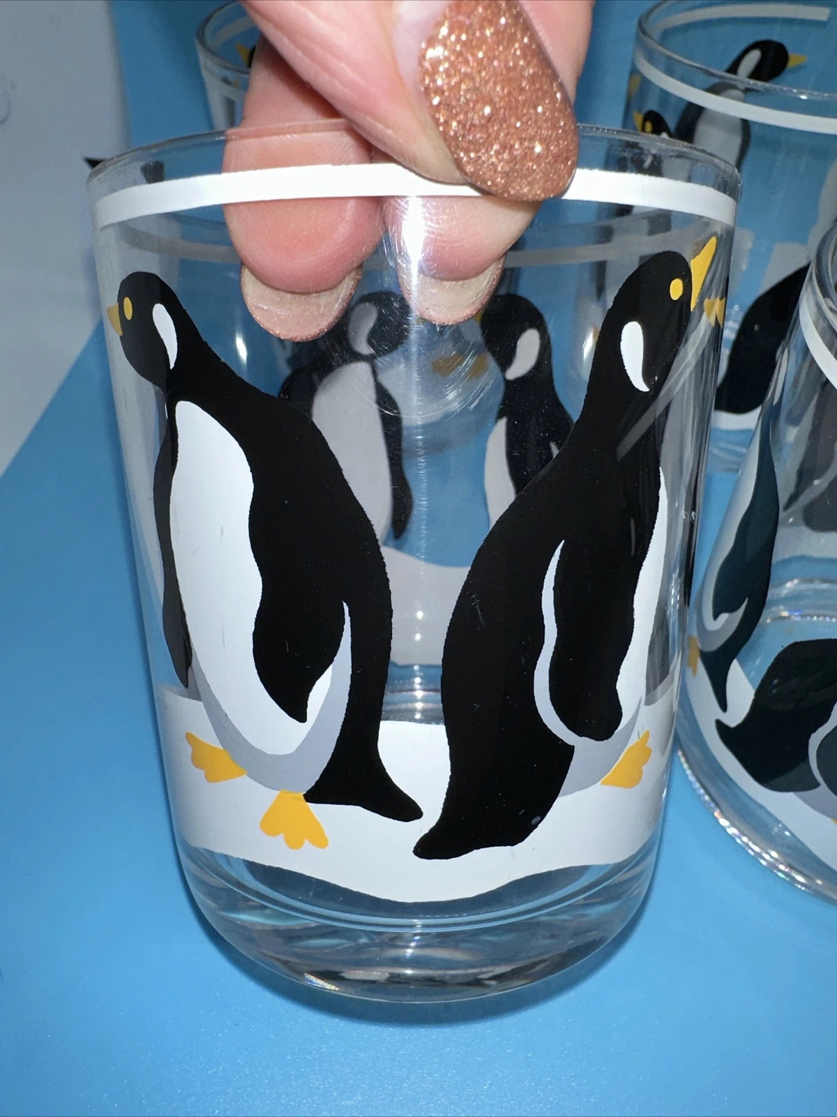 VINTAGE STOTTER PENGUIN DOUBLE OLD FASHION GLASSES SET OF SIX ~ FUN! | eBay